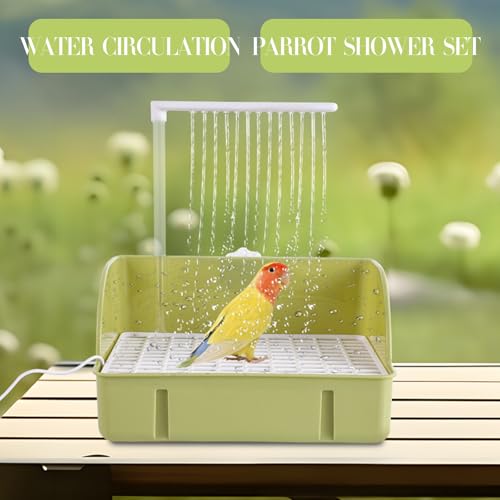 Parrot Bathtub Bird Automatic Bath Shower,Large Bird Shower Fountain Indoor Bathtub with Running Water, Contains USB and Pump,for Pet Birds, African Grey, Cockatiel, Conure, Budgie, Lovebird(Green) - color: Green