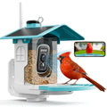 Smart Bird Feeder with Camera, Solar 2K AI Identification, Blue | Dual Solar Power, 32GB SD Included, Squirrel Barrier Tray, IP65 Weatherproof, Instant Bird Alerts, 30-Day AI Cloud Trial - color: blue