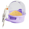 Bird Feeder for Cage – No Mess Feeder & Water Dispenser, Easy to Install and Clean, Semi-Enclosed Design Prevents Splashing (Purple) - color: Purple