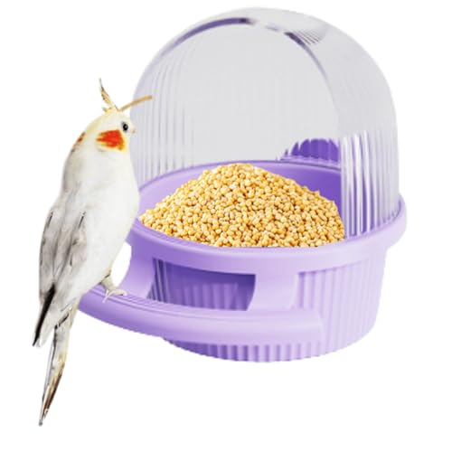 Bird Feeder for Cage – No Mess Feeder & Water Dispenser, Easy to Install and Clean, Semi-Enclosed Design Prevents Splashing (Purple) - color: Purple