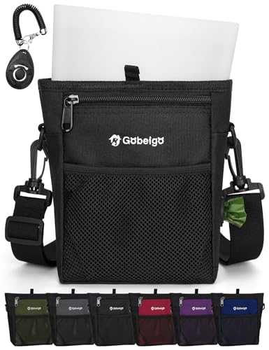4 Cup Dog Treat Pouch with Silicone Insert Bag& Clicker(Black) | 2 Pair Magnetic Closures, Belt Clip/Waist Belt/Crossbody Wear, Zipper Pocket Poop Bag Holder for Pet Training/Daily Walking - color: Black