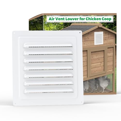 Forestchill Air Vent Louver for Chicken Coop, 10" x 10" Air Vent Grille with Built in Screen Mesh, Louvered Exhaust Grille for Chicken Coops Ventilation, White