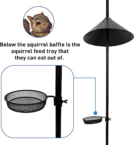 EasyGo Product Squirrel Proof Bird Station - 81 Inch Powder Coated Steel Pole With Baffle - 2 Feeders and 1 Peanut Feeder - 5 Prong Base - PATENTS Pending - color: Pole Included Feeder 2 New