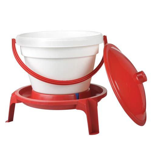 Premier 1 Quick Clean Poultry Waterer for Chickens & Poultry - 3 Gallon | Remove lid to refill. Legs elevate waterer 5" above bedding. Up to 35 adult birds. Level surface required. Not for hanging.