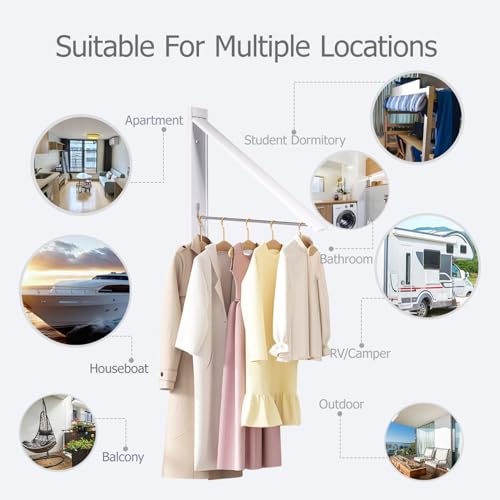 Clothes Drying Rack Folding Indoor,Laundry Room Organization,Wall Mounted Drying Racks for Laundry,Laundry Drying Rack Collapsible,Laundry Drying Rack,Retractable Clothesline (Pearl White) - color: Pearl White
