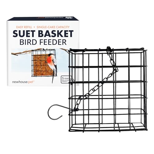 Newhouse Pet Single Cake Suet Basket Bird Feeder NHP-Suet-BLK, Small Hanging Bird Feeder for Outdoors, Suet Cake Holder for Jays, Woodpeckers, Chickadees, Wrens, and Other Birds - style: Suet Feeder