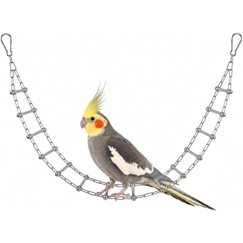 Bird Ladder Bridge, Stainless Steel Hanging Exercise Toy,Cockatiel Toys for Inside Cage, Rustproof & Bite-Proof Metal Ladder for Macaws, Cockatoos, Parakeet, Cockatiel