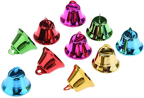 Litewoo Bird Bells Chew Toy for Parrot Cockatiel Budgie Conure, 30 PCS | Electroplated metal bells, 0.98in, bright colors & sweet sounds attract birds, fit small parrots/parakeet/lovebird/finch
