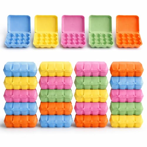 Zubebe 200 Pcs Paper Pulp Egg Cartons, 3 x 4 Style, Multi-functional, Sturdy, Degradable, Cardboard Material, Ideal for Family, Farms, Markets, Storing, Transporting, Selling (Colorful) - color: Colorful
