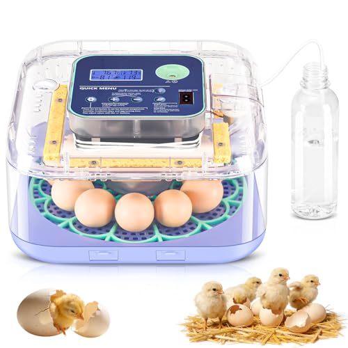 Incubators for Hatching Eggs, Smart Egg Incubator with Humidity & Temp Control and Auto Turner, 360° View Incubadora De Huevos De Gallina for Chicken, Duck, Quail Eggs, Ideal for Farm, School and Lab