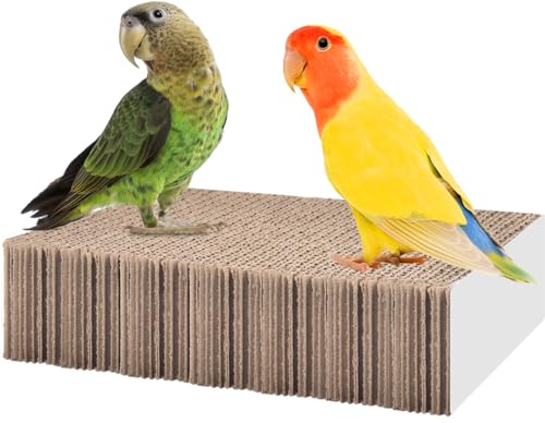 KATUMO Parrot Toys, 7.87 Inch Conure Shredder Foraging Chew Toys Bird Perch Stand Cardboard for Parakeet Cockatiel Canary Conure Mynah Small Parrots - size: M