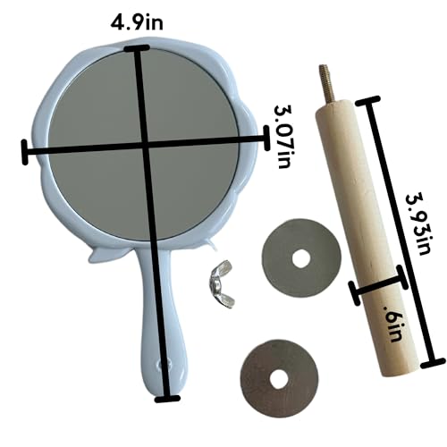 Bird Mirror with Perch - Easy Cage Install, Ideal for Parakeets Cockatiels Conures Lovebirds Finch Canaries Budgies, Wooden Bird Toys (2 Pack)