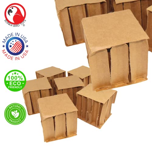 Bonka Bird Toys 2296 Pk6 3" Square Cardboard Cubes Parrot Chew Foot Talon Cage Toy, Conure, Amazon, African Grey, and Similar - size: 6pcs - 3"