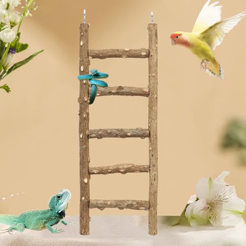Natural Pepper Wood Parrot Ladder - Bird Climbing & Chewing Toy, Cage Accessory for Parrots, Parakeets, Cockatiels - size: 15.7 × 3.9 Inch