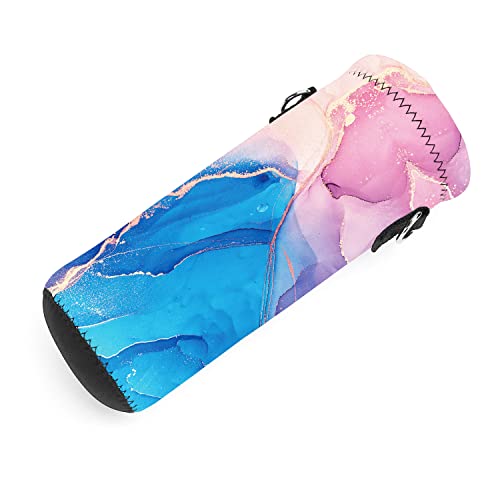 AMARY 500ML Neoprene Water Bottle Carrier Bag with Adjustable Shoulder Strap,Insulated Water Bottle Cover for Stainless Steel/Glass/Plastic Bottles 16.9OZ (marble) - color: marble