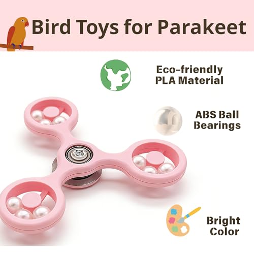 Spinning Bird-Toys Bird Cage Toys & Bird Perch Parrot-Parakeet Budgie Cockatiel Conure Macaw Chicken Parrot Enrichment Cage Accessories Small Animal Chewing Toy (Pink Spinner) - color: Pink Spinner
