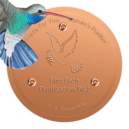 Bird Bath Copper Disc- Reinforced 99.99% Pure Copper Bird Bath Purification Basin with Three-Point Support Providing Physically Safe Clean Water Suitable for Outdoor Bird Baths