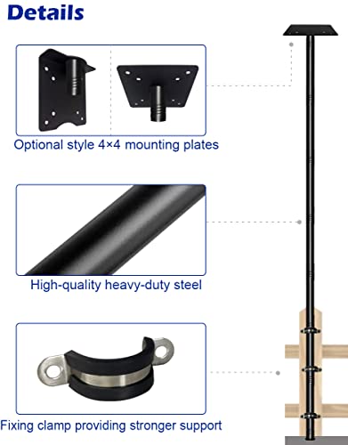 105 Inch Bird Feeder Pole Kit, Heavy Duty Bird House Pole Set for Deck Fence or Patio Railing, Adjustable Universal Mounting Post Kit for Outdoors, Matte Black, 1 Pack - size: Deck Fence 1pack