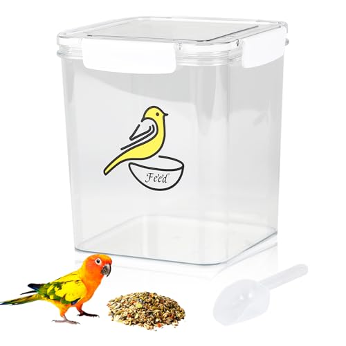 Bird Seed Storage Container-Airtight Bird Food Container 4.23 Qt/4.2LPet Food Storage Containers with Bird Seed Scoop-Wild Bird Seed Dispenser-forPetBirds Parakeets Finches Food MealwormsStorage/Clear - size: 4.2L