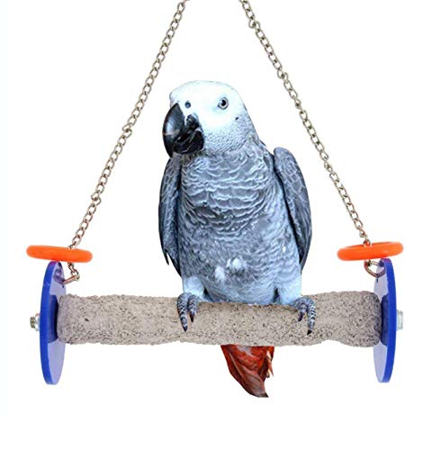Sweet Feet and Beak Roll Bird Swing, Medium, Cage Pedicure Perch, Blue | Ceiling Mount, 9" Perch, 1-1/2" Diameter, Hangs 18", Beak Resistant Plastic Ends and Rings, Trims Nails Naturally - color: Blue, size: 9" Medium