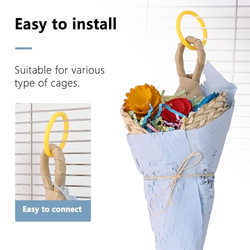 Parrot Chew Toys Set - Natural Wood & Loofah Toys with Plant-Based Dyes, 3 Pack Bird Chew Toys for Cockatiels, Conures & Small Parrots for Cage Enrichment (3 Pieces of Blue Series) - color: 3 pieces of blue series