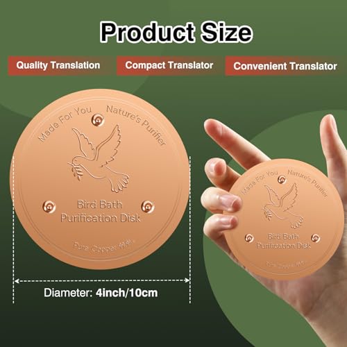 Bird Bath Copper Disc- Reinforced 99.99% Pure Copper Bird Bath Purification Basin with Three-Point Support Providing Physically Safe Clean Water Suitable for Outdoor Bird Baths