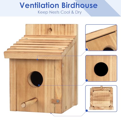 2 Pack Bird Houses for Outside,Garden Bird Houses for Outdoor,Wooden Birdhouses Kits for Bluebird Finch Swallow Wren Chickadee Assembly Required