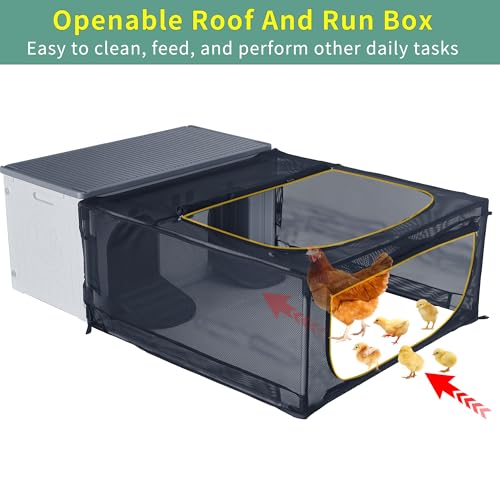 Chicken Coop with Run, Plastic Nesting Boxes for Chickens with Door Or Ramp | 60” Large Chicken Coop, Small Animal Poultry Cage for 4-6 Chickens, Ducks, and Guinea Pigs, Clean and Assemble Easily - color: Grey, size: 60.6"L x 41.0"W x 20.3"H