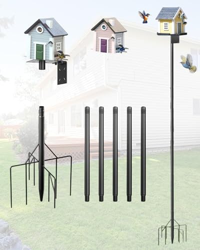 2026 New Heavy Duty Bird Feeder Pole,92 Inch Adjustable Bird House Pole for Outdoors,9-Prong Base & 1-Inch Dia Metal Mounting Kit,Bird Feeder Stand for Decor, Birdwatching & Weather Stations - size: essential 92 inch