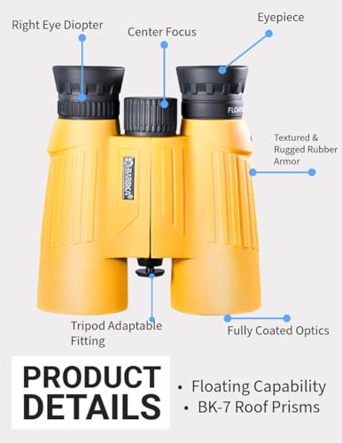 10x30 Floating Waterproof Marine Binoculars Boating Fishing - Rubber Armored, Durable Water-Resistant Compact Binoculars for Ocean, Water and Outdoor Use - BK7 Hiking, Birding Bird Watching Binocular