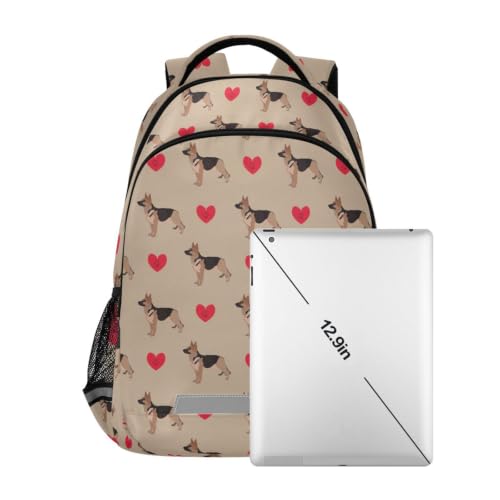 Kids German Shepherd Backpack for Boys Girls School Bags | Elementary Middle, Travel Daypack Lightweight Waterproof with Reflective Strip - color: German Shepherd Dog Heart