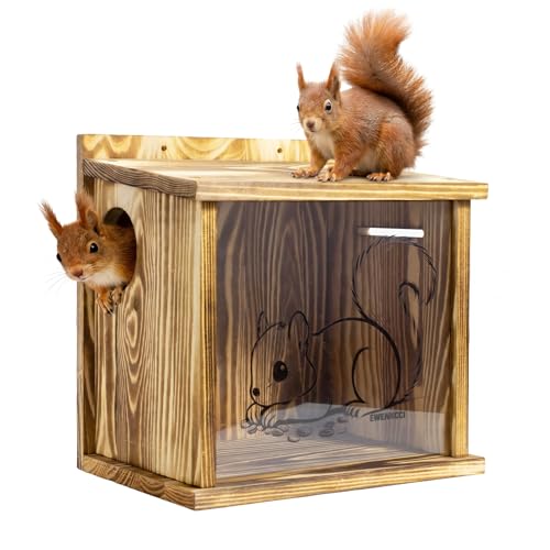 Wooden Squirrel House for Outside, Squirrel Nesting Box, Easy Assembly Squirrel Houses for Outside Nesting, Outside Nesting, Chipmunk Houses, Outdoor Squirrel Box for Backyard Wildlife