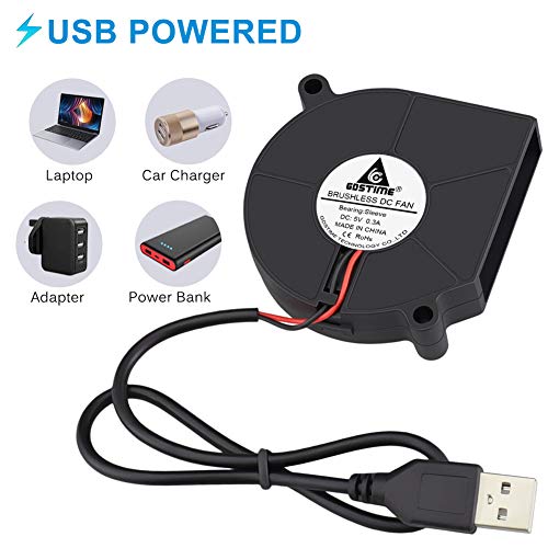 GDSTIME 60mm x 15mm USB Blower Fan w/ 3 Speeds Control 5V DC Brushless Fans | Adjustable, 6015, Small Turbo Blowers, for Helmets, Costumes, Mini PC Cooling Ventilaiton - size: 60mm x 15mm