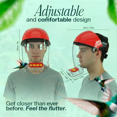 HummViewer Wearable Hummingbird Hat Feeder - Humm Viewer Mask, Helmet Feeder for Head with Face Shield, Bird Viewing Experience for Men & Women Includes Expert Guide