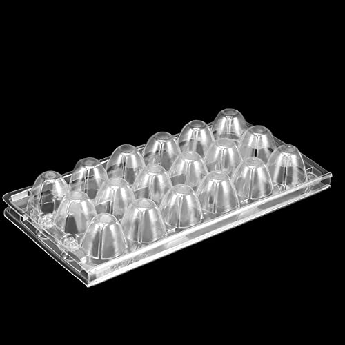 JAPCHET 100 Pack Stackable Plastic Egg Cartons - Reusable, Cheap Bulk, 18 Grid, Quail Egg Container - size: 100 Pack 18 Grid