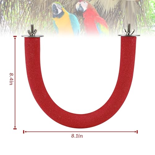 Rypet U-Shaped Large Parrot Perch, Quartz Bird Perch for Cage(Red XL) | Safe Chew & Rest Perch for Large Birds, Durable Non-Toxic Cage Accessory, for Parakeets Cockatiels Conures Macaws - color: Red, size: X-Large