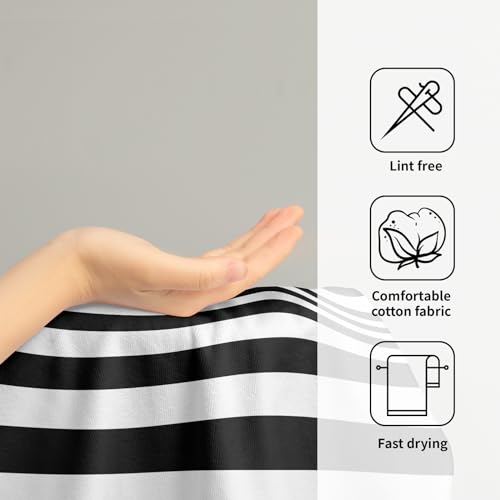 Giwawa Black and White Hand Towel - Classic Black White Striped Towels Modern Simple Bath Towels Absorbent Microfiber Fingertip Towels for Bathroom Kitchen Gym 14 x 28 Inch, Set of 2 - color: Black White