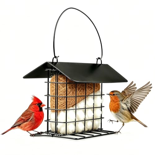 Bird Nesting Material Holder with Weatherproof Roof, Refillable Hummingbird Nesting Material Station for Outdoor Wild Birds, Garden Decoration, Ideal Gifts for Bird and Nature Lovers