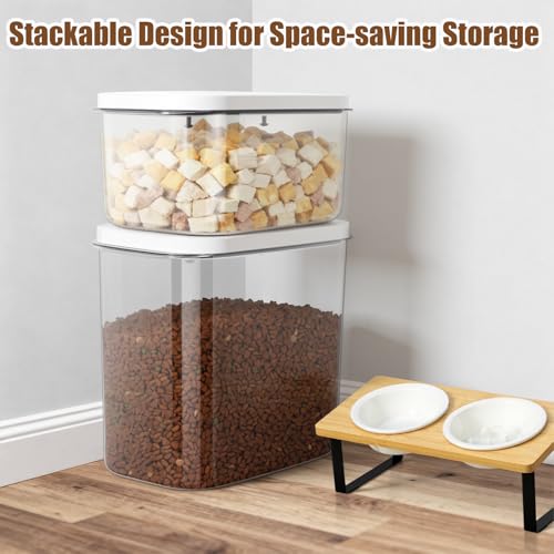 TBMax Dog Cat Food Storage Container 6-8 Lbs with Easy-Carrying Handles, Stackable Pet Food Dog Treat Container with Pop Up Lids, Airtight Food Storage Bin for Kitchen Organization