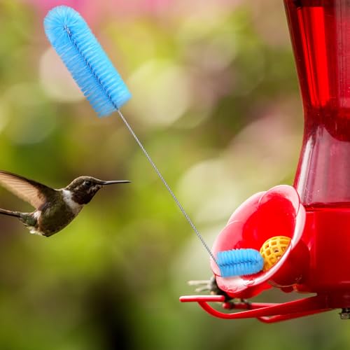 Hummingbird Feeder Cleaning Brush 19 Pieces 3 Size Mini Nylon Double Headed 2 in 1 Hummingbird Brush Hard to Reach Places Tiny Cleaning Kit(Blue) - color: Blue