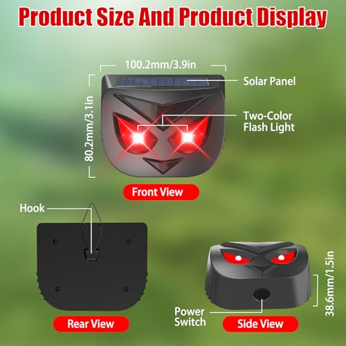 Solar Nocturnal Animal Repeller Outdoor Coyote Deterrent Predator Eyes Animal Deterrent Predator Lights for Chicken Coop, Raccoon, Deer, Skunk, Fox Out of Yard Garden Patio, 4 Pack