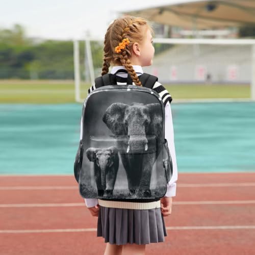 Fustylead Elephant and Baby Elephant Backpack School Laptop Bag Bookbag for Boys Girls Students Daypack Picnic Travel - color: Elephant