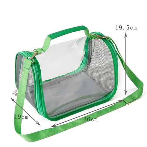 Portable Bird Travel Bag Transparent Pet Cage Easy to Clean Detachable Tray Suitable for Small Pets (Green) - color: Green
