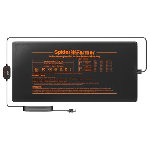 Spider Farmer 48"x20.75" Built-in Temperature Controller Seedling Heat Mat | MET & UL Certified, IP67 Waterproof Plant Heating Pad for Indoor Seed Starting Germination Hydroponics and Greenhouses - size: 48"x 20.75"