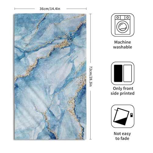 Giwawa Blue Marble Hand Towels for Bathroom Abstract Modern Kitchen Towel Blue Gold Decorative Fingertip Towels for Home Bathroom Kitchen Hotel Spa 14 x 28 Inch, Set of 2 - color: Blue Marble