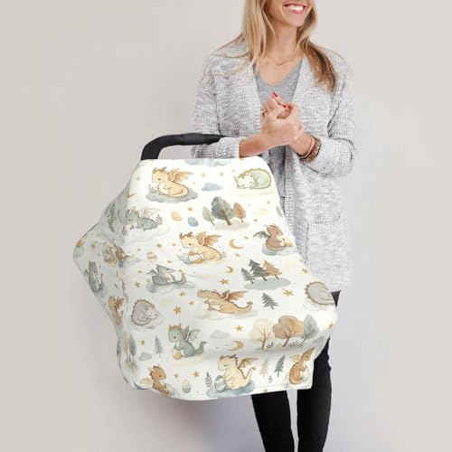 Cute Dragon Print Baby Car Seat Covers Shower Gift, Stretchy Infant Carseat Cover for Boys and Girls - color: cute dragon