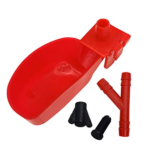 10set Quail Waterer Automatic Bird Water Cups for Cage Hang Drinker Poultry Bird Watering System (Red) - color: Red