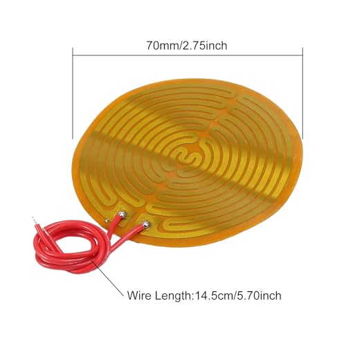 6pcs Film Heater Plate Adhesive Pad 12V 13W 70mm PI Heating Elements Film Strip Heater Adhesive Polyimide Heater Plate - size: 70mmx70mm