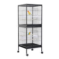 Parrot Cage, 55 Inch, 2 in 1, Cockatiel Cage, Parakeet Cage, Bird Cage with Stackable Metal Design, Slide-Out Tray & Wooden Perches, Indoor Birdcage for Canary, Lovebird, Budgie - size: 52.5*50*143cm
