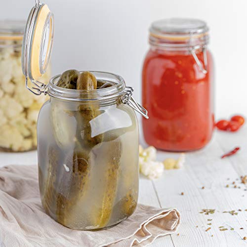 Glass Jar with Airtight Lid 50 oz | Food Storage Jar, Wide Mouth, Leak Proof Kitchen Canister - size: 50 oz